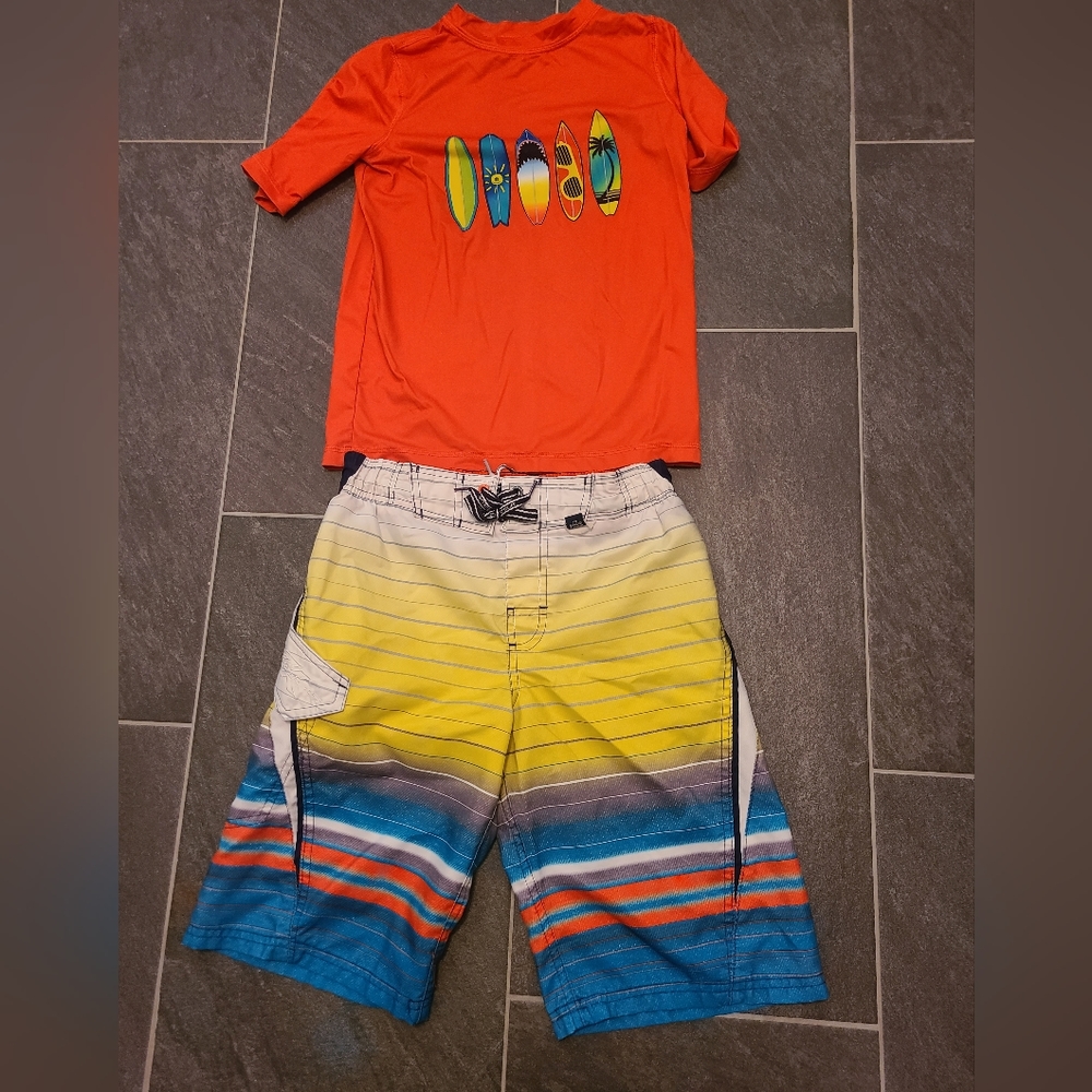 Boys Swim trunks and matching shirt size 8